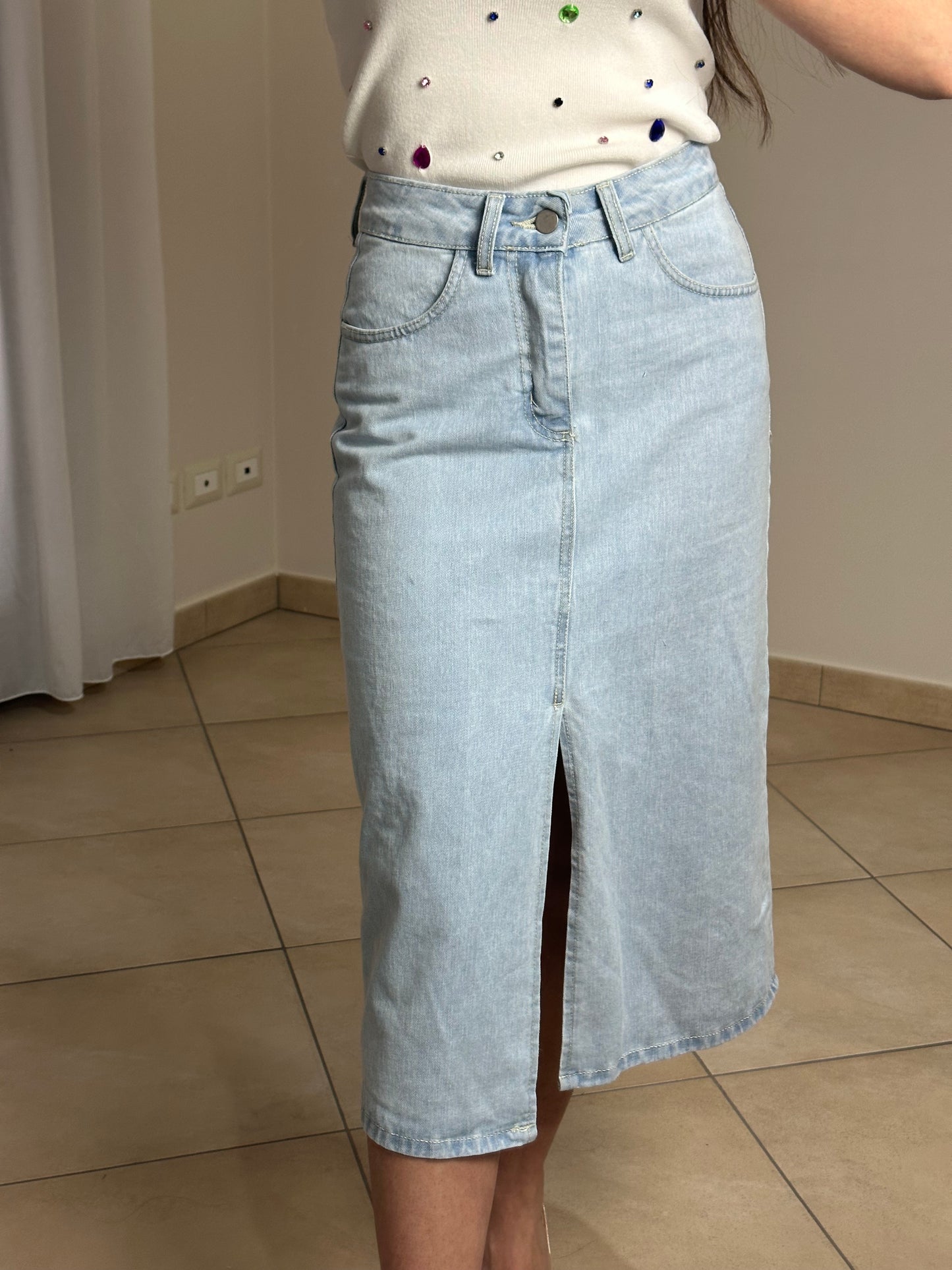 GONNA IN DENIM MIDI LUMINA