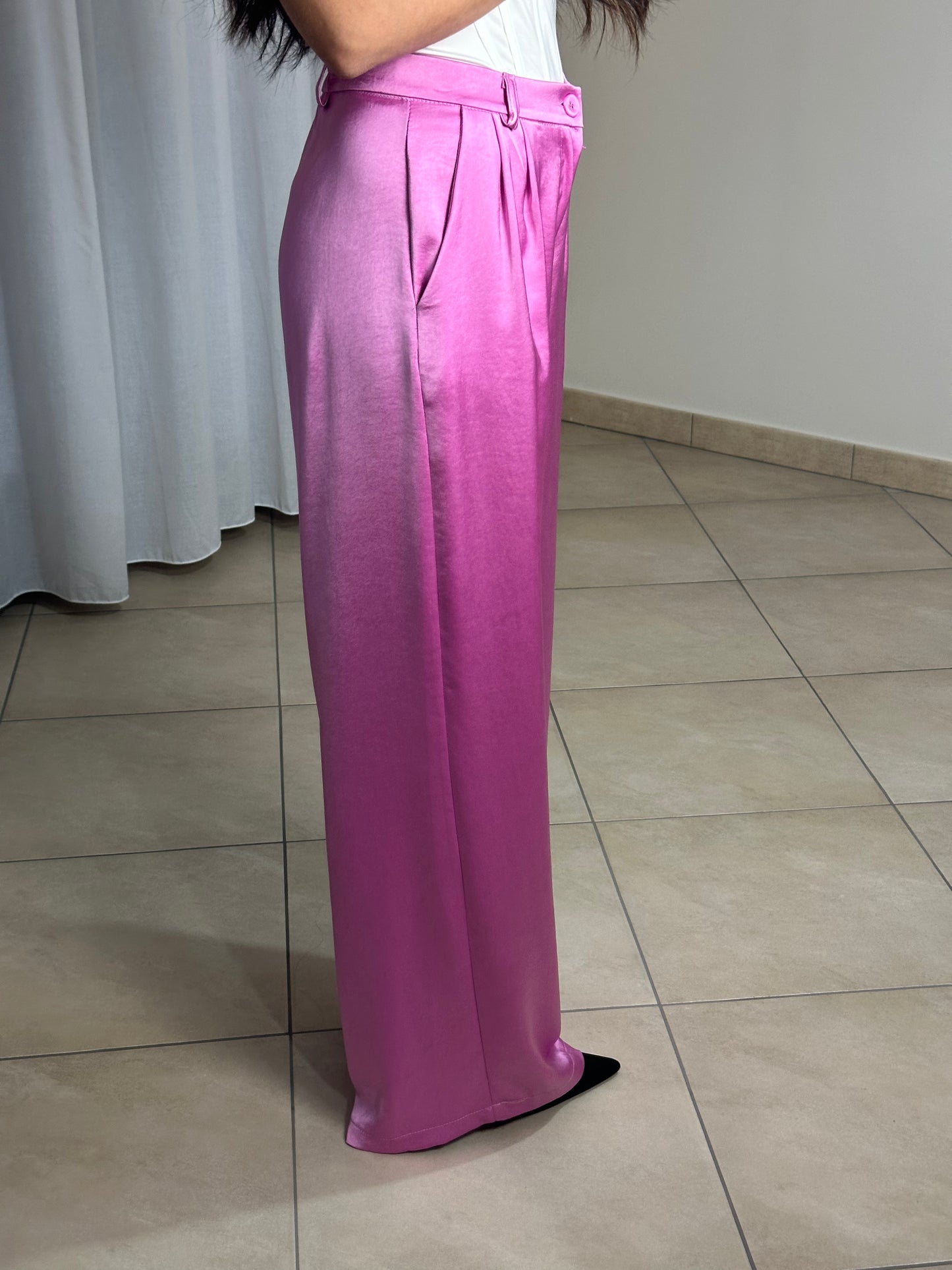 PANTALONE LARGO EFFETTO RASO LUMINA