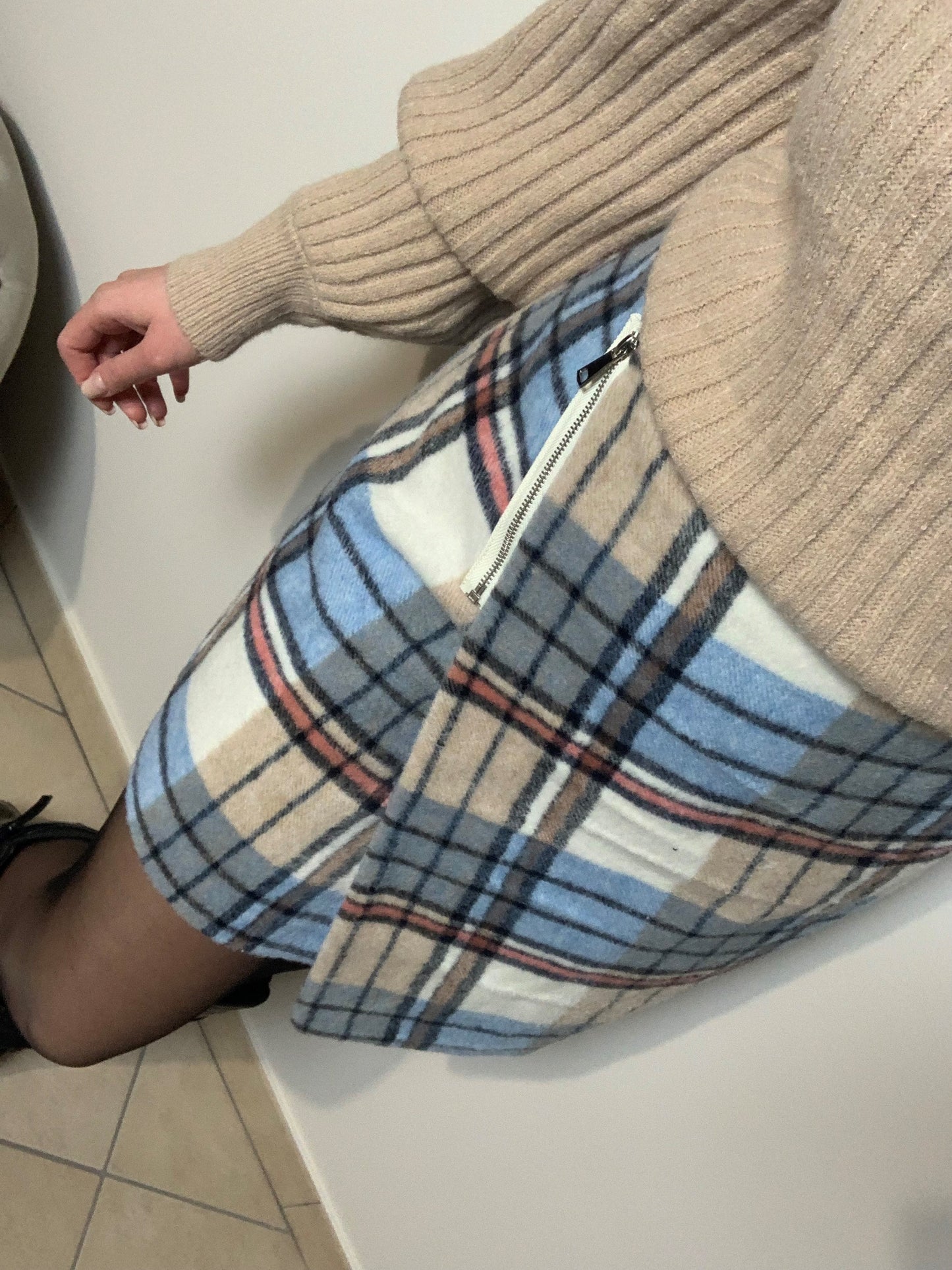 GONNA MINI A QUADRI CELESTE LUMINA