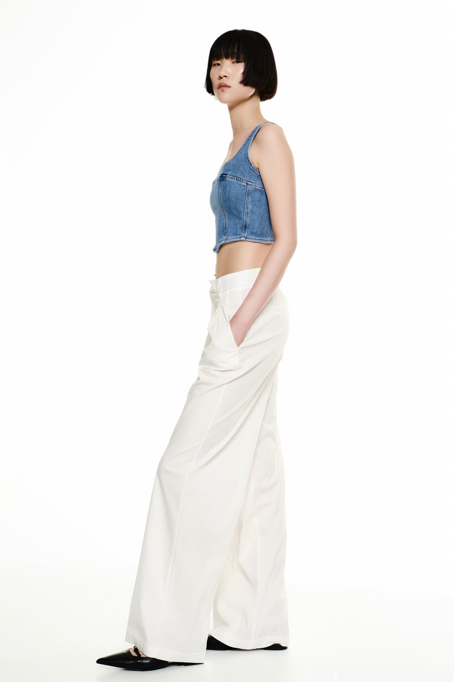 TOP CROPPED IN DENIM LUMINA