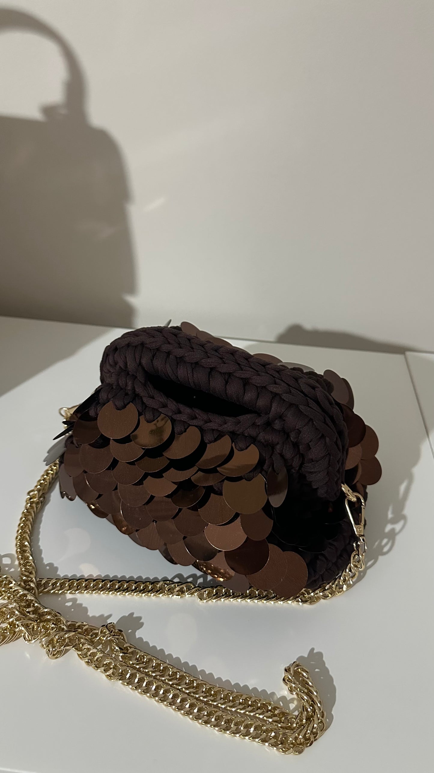 Elodie Clutch Bag con Paillettes -Marrone