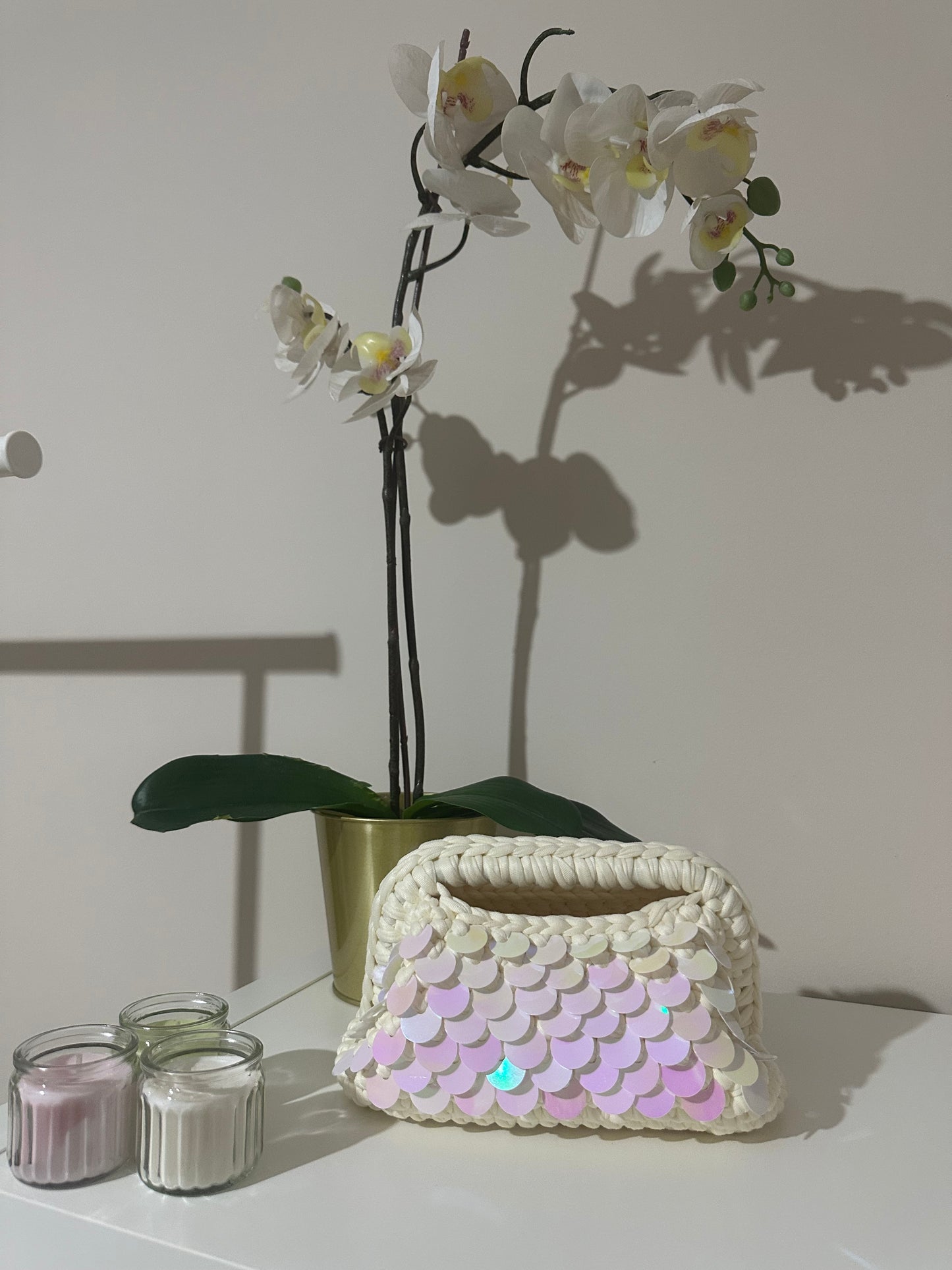 Elodie Clutch Bag con Paillettes -Panna