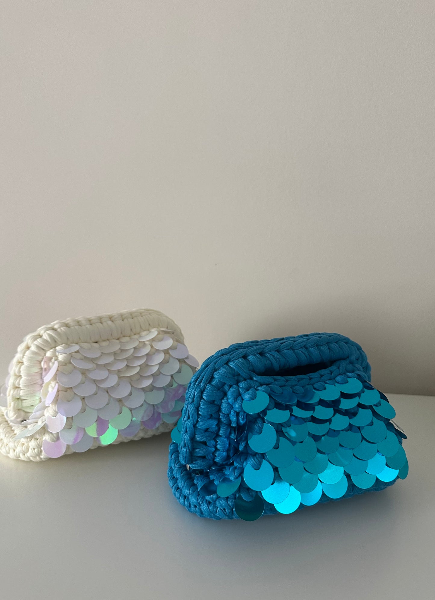 Elodie Clutch Bag Paillettes-Azzurro