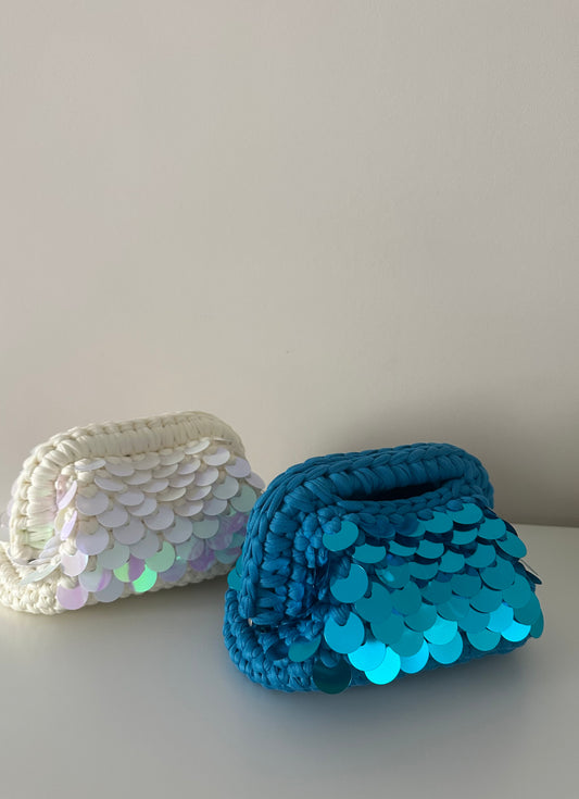 Elodie Clutch Bag Paillettes-Azzurro