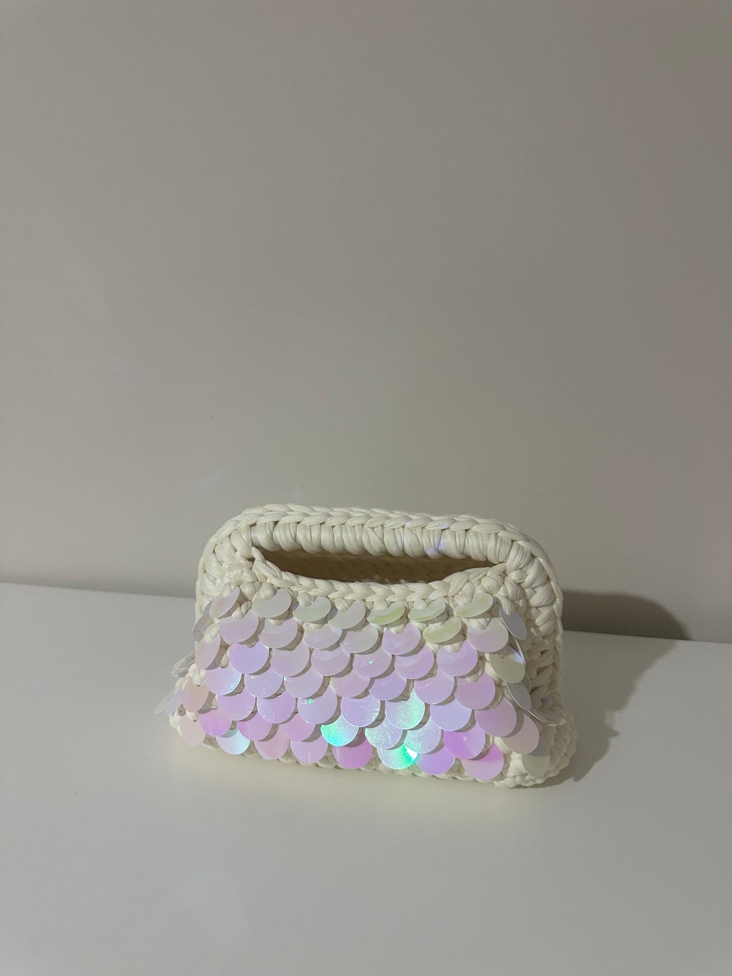 Elodie Clutch Bag con Paillettes -Panna