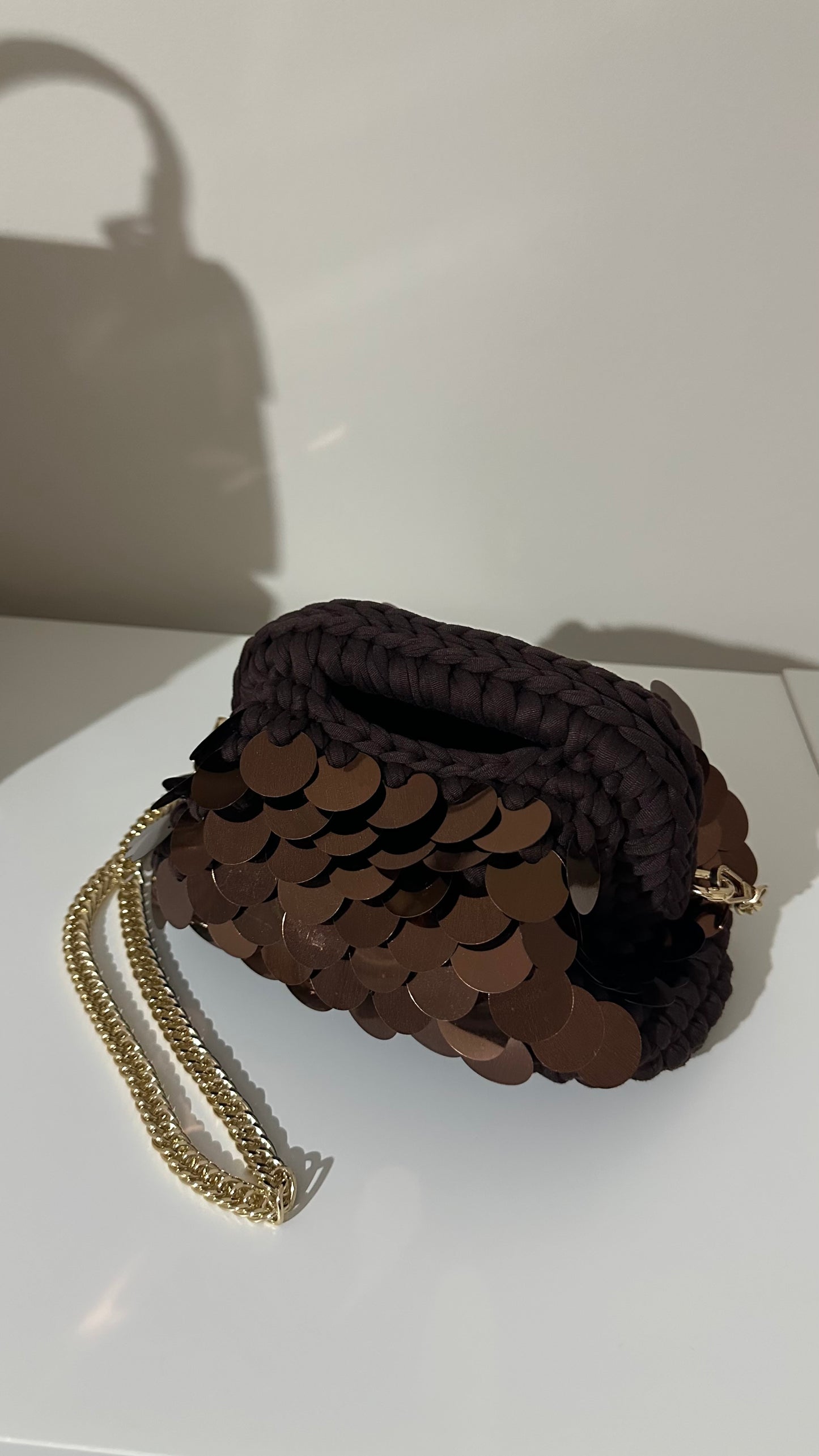 Elodie Clutch Bag con Paillettes -Marrone