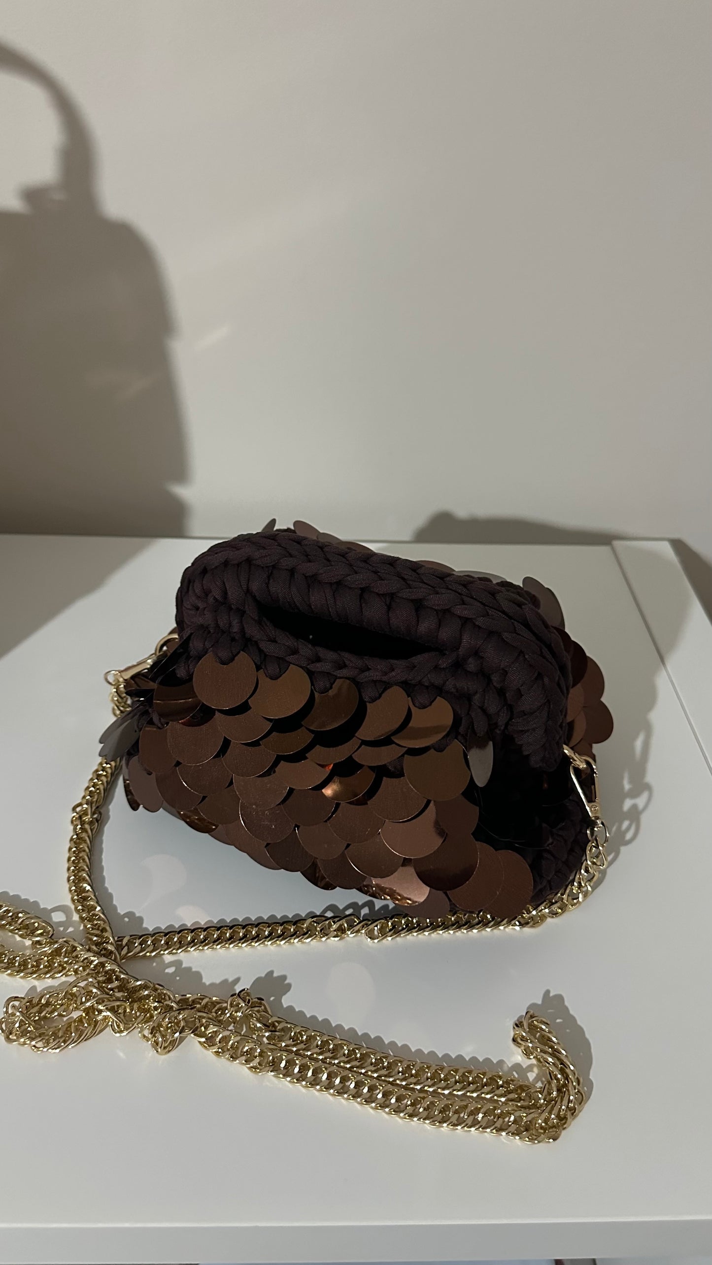 Elodie Clutch Bag con Paillettes -Marrone
