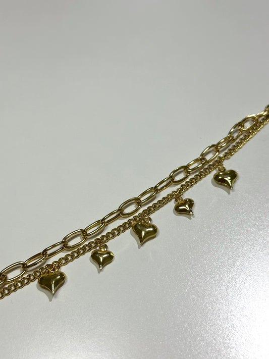 Bracciale Catena Cuori Sonaglio
