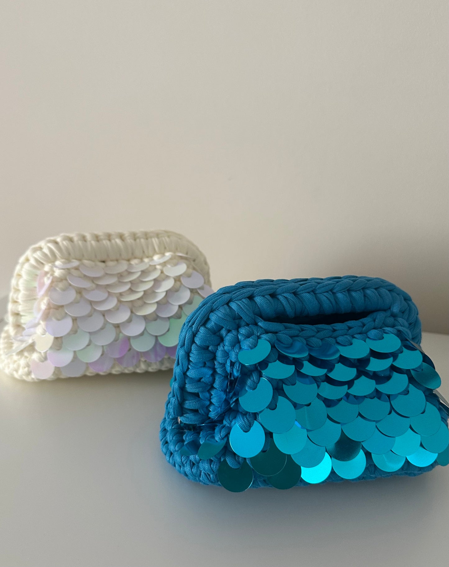 Elodie Clutch Bag Paillettes-Azzurro