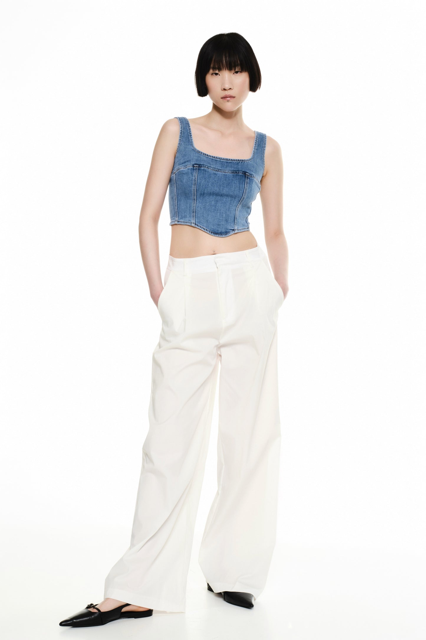 TOP CROPPED  IN DENIM LUMINA