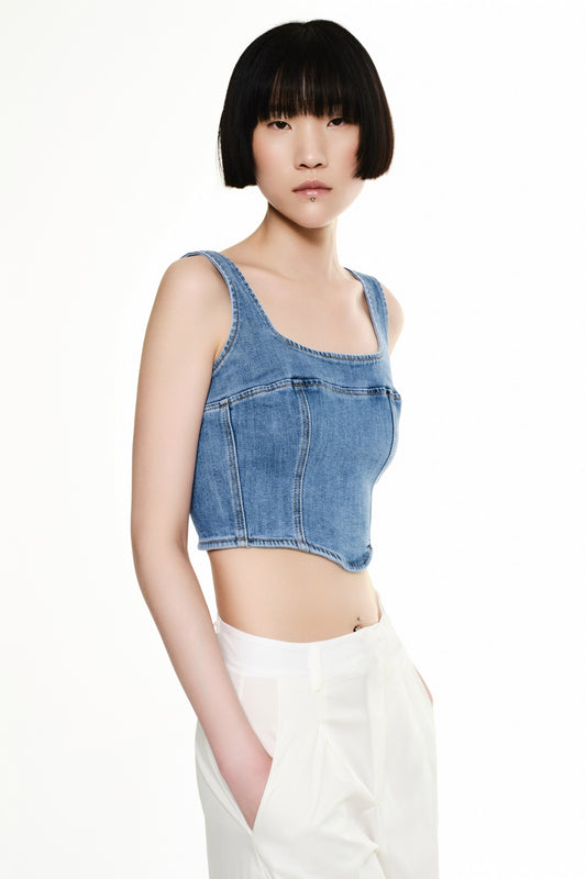 TOP CROPPED  IN DENIM LUMINA